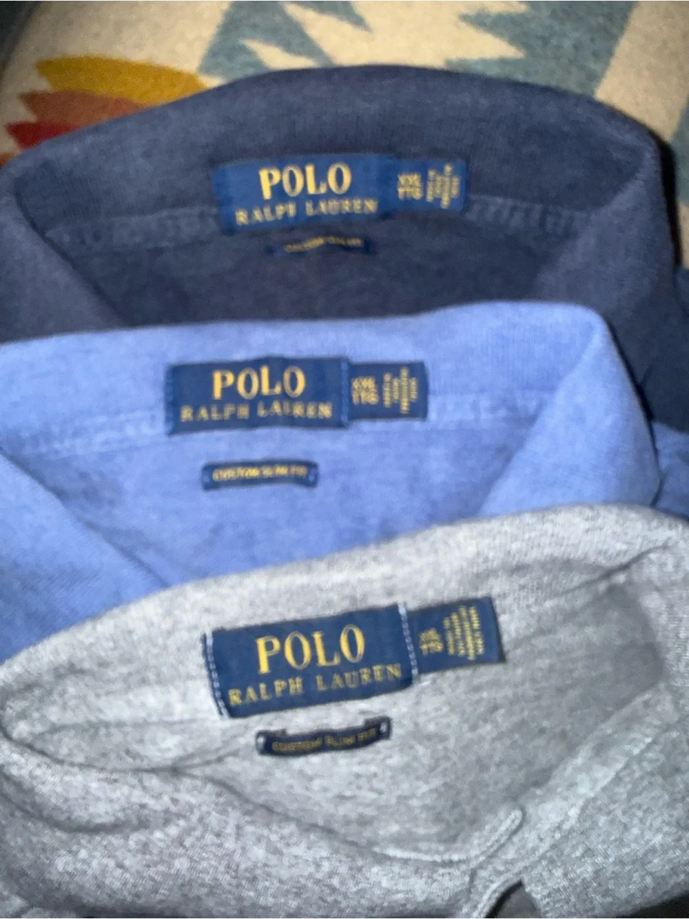 Polo Ralph Lauren Men's XXL Custom Slim Fit Short Sleeve Shirts Blue Gray Lot 3